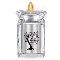 Memorial crystal candle holder urn with life tree engraving and I am always with you quote - Silver