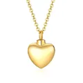 Golden heart-shaped stainless steel memorial urn necklace pendant for pet or human ashes - Gold