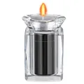 Mini crystal pet cremation urn with candle holder top and black memorial canister inside. - Black Blank