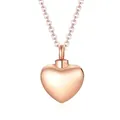 Rose gold heart-shaped stainless steel cremation urn necklace for memorial ashes - Rose Gold