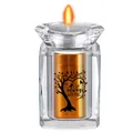 Elegant Tree of Life crystal memorial urn candle holder with golden metal container - Gold
