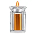 Elegant crystal pet memorial urn with metallic gold inner cylinder and candle holder - Gold Blank
