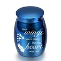 Mini urna de cremación azul para mascotas con el grabado 'Your wings were ready' - 40x30mm / Azul