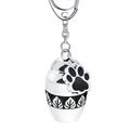 Llavero de urna conmemorativa de acero inoxidable plateado con dije de huella negra - Estilo Hoja / 25*16mm / Plateado