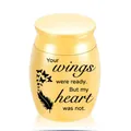 Mini urna dorada para cenizas de mascotas con el texto 'Your wings were ready' - 40x30mm / Dorado