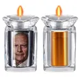 Crystal memorial urn candle holder with gold insert and photo customization slot - Gold Photo Custom (Blank Back)