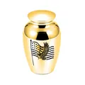 Polished golden cremation urn with engraved American flag and eagle design - 70*45mm / Gold