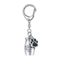 Llavero de urna para mascotas de acero con colgante de pata y grabado - Colgante de Botella (74858) / Plateado