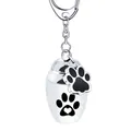 Silver stainless steel pet cremation urn keychain with black paw print charm - Paw Print Style (9563) / Silver