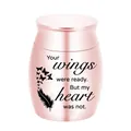 Mini urna funeraria para mascotas oro rosa con frase y diseño de mariposa y pluma - 40x30mm / Rosa oro