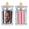 Crystal pet memorial urn with photo customization and pink metal inner storage jar - Rose Gold Photo Custom (Blank Back)