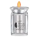 Elegant memorial crystal tea light candle holder with engraved My Dad My Friend metal urn - Dad Memorial Style (DAD) / Silver