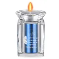 Memorial urn candle holder with blue metal interior and engraved 'My Dad My Friend' text - Dad Memorial Style (DAD) / Blue