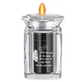 Crystal candle holder memorial urn with Dad heart pattern engraving for remembrance - Dad Memorial Style (DAD) / Black