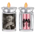 Small crystal memorial urn with personalized photo and pink heart-wing keepsake - Rose Gold Photo Custom (Engraved Back)