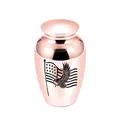 Memorial rose gold cremation urn featuring engraved American flag and eagle design - 70*45mm / Rose Gold