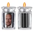 Mini transparent crystal pet urn with personalized photo and black inner canister - Black Photo Custom (Blank Back)