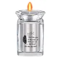 Memorial cremation urn with crystal candle holder and engraved heart-felt message for Mom - Mom Memorial Style (MOM) / Silver