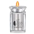 Elegant crystal memorial urn candle holder with engraved Brother and Friend quote - Brother Memorial Style / Silver