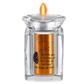 Bronze metal urn for brother with memorial text in clear crystal holder - Brother Memorial Style / Gold