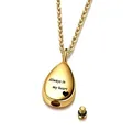 Goldene Tränen-Urnenkette aus Edelstahl mit Always in my heart Gravur Anhänger - Tränenform Gravierter Stil (0022) / Gold