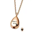 Halskette mit Ascheanhänger Träne aus Edelstahl in Roségold mit Always in my heart Gravur - Tränenform Gravierter Stil (0022) / Roségold