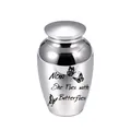 Butterfly engraved stainless steel memorial urn for pets and loved ones, silver finish - Silver