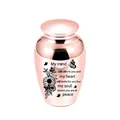 Small rose gold aluminum cremation urn with engraved memorial quote and sunflower design - 70*45mm / Rose Gold