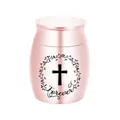 Pequeña urna conmemorativa de oro rosa con diseño de cruz y corona para cenizas de mascotas - 40*30mm / Rosa oro