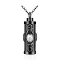 Pendentif cinéraire cylindrique en acier noir avec incrustation de cristal brillant - Avril