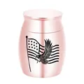 Urne funéraire commémorative en métal or rose avec drapeau américain et aigle. - 40x30mm / Or rose