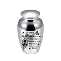 Silver aluminum alloy small cremation urn with engraved memorial quote and flowers - 70*45mm / Silver