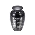 Black aluminum cremation urn for ashes with engraved memorial poem and butterflies - 70*45mm / Black