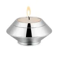 Elegant polished silver metallic mini cremation urn tealight candle holder for memorials - Candle Holder Set / Silver