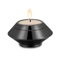 Sleek mini black metal cremation urn candle holder for pet or human ash keepsake - Candle Holder Set / Black