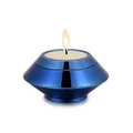 Blue metallic mini cremation urn candle holder for pet hair or family memorial - Candle Holder Set / Blue