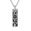 Collier d'urne de crémation cylindrique tournesol pour cendres d'animaux ou cheveux - Pendentif Cylindre Tournesol Argent Noir