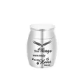 Kleiner Gedenkurbe für Haustiere aus Titanstahl mit 'Your Wings' Gravur in Silber - 40x30mm / Silber