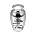 Silver alloy pet cremation urn for dogs or cats with wings and paw prints engraving - 65x45mm / Silver