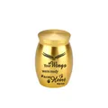 Kleine goldene Tierurne aus Metall mit eingravierten Flügeln und Gedenksprüchen - 40x30mm / Gold