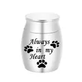 Langlebige Tierurne aus Legierung mit 'Always in my Heart' Gravur und Pfotenabdruck-Details. - 30*40mm / Silber
