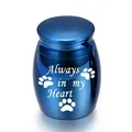 Blaues Haustier-Urnen-Gedenkgefäß aus Legierung mit 'Always in my Heart' Pfotenmuster - 30*40mm / Blau