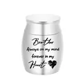 Small aluminum memorial urn for brother with heart engraving "Forever in my Heart" - 30*40mm / Silver