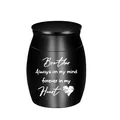 Black aluminum memorial cremation urn for brother with heart design and commemorative quote - 30*40mm / Black