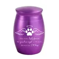 Purple aluminum alloy pet cremation urn with angel paw print engraving - 30x40mm / Purple