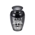 Black memorial pet cremation urn with Tree of Life and Forever in My Heart engraving - 65x45mm / Black