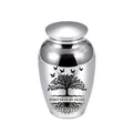 Silver metal pet urn with Tree of Life engraving and Forever In My Heart text - 65x45mm / Silver