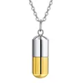 Two-tone silver and gold pill capsule pendant necklace made of 316L stainless steel - Gold Color Pendant