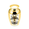 Gold polished metal pet cremation urn with tree of life and forever in my heart engraving - 65x45mm / Gold