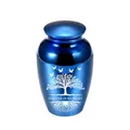 Metallic blue cremation urn for pet ashes with Tree of Life and Forever in My Heart - 65x45mm / Blue
